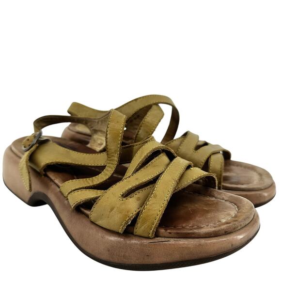 Dansko Lolita Sandal Leather Slingback Strappy Rocker Block Heel Yellow 10 - Picture 2 of 8